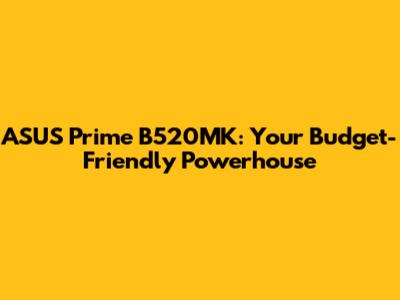 ASUS Prime B520MK: Your Budget-Friendly Powerhouse