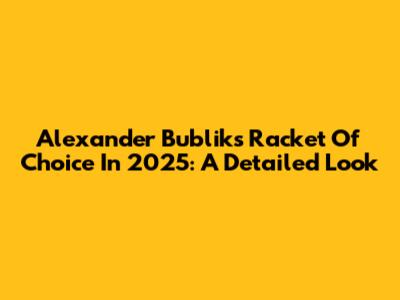 Alexander Bublik's Racket Of Choice In 2025: A Detailed Look