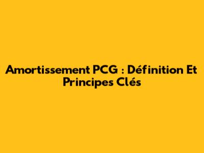 Amortissement PCG : Définition Et Principes Clés