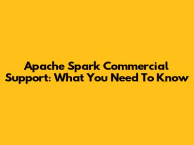 Apache Spark Commercial Support: What You Need To Know