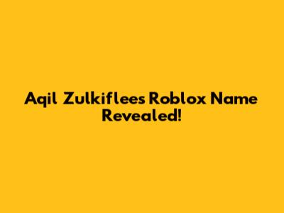 Aqil Zulkiflee's Roblox Name Revealed!