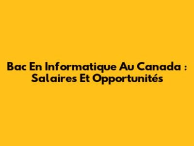 Bac En Informatique Au Canada : Salaires Et Opportunités