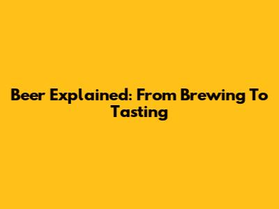 Beer Explained: From Brewing To Tasting
