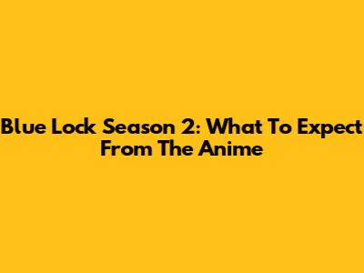 Blue Lock Season 2: What To Expect From The Anime