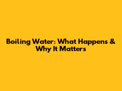 Boiling Water: What Happens & Why It Matters