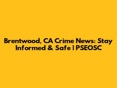 Brentwood, CA Crime News: Stay Informed & Safe | PSEOSC