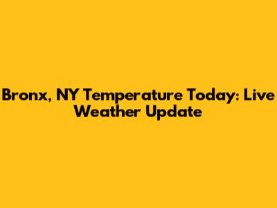 Bronx, NY Temperature Today: Live Weather Update