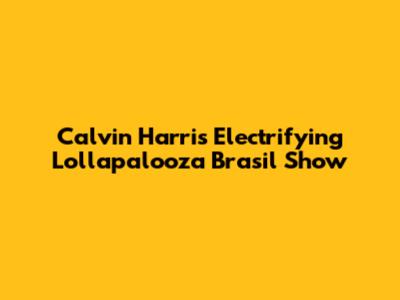Calvin Harris' Electrifying Lollapalooza Brasil Show