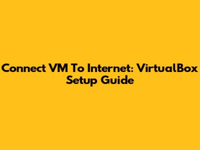 Connect VM To Internet: VirtualBox Setup Guide