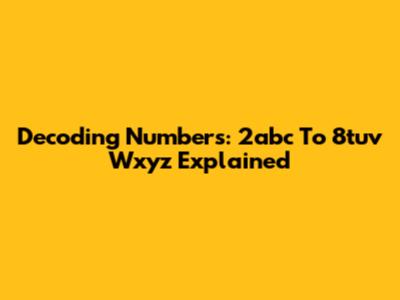 Decoding Numbers: 2abc To 8tuv Wxyz Explained