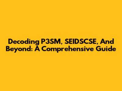 Decoding P3SM, SEIDSCSE, And Beyond: A Comprehensive Guide