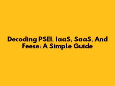 Decoding PSEI, IaaS, SaaS, And Feese: A Simple Guide