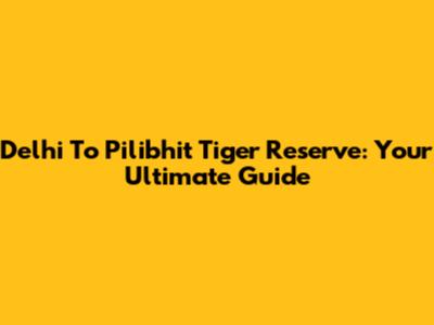 Delhi To Pilibhit Tiger Reserve: Your Ultimate Guide