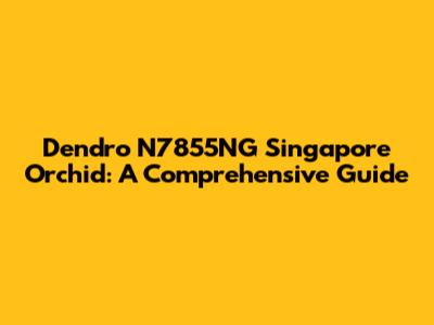 Dendro N7855NG Singapore Orchid: A Comprehensive Guide