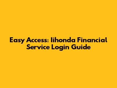Easy Access: Iihonda Financial Service Login Guide