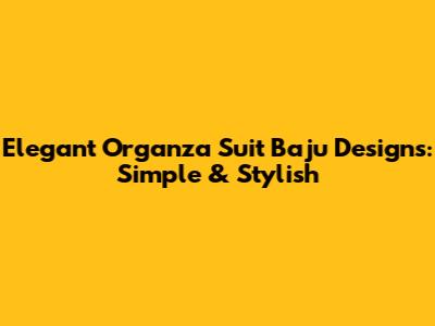 Elegant Organza Suit Baju Designs: Simple & Stylish