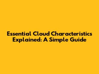 Essential Cloud Characteristics Explained: A Simple Guide