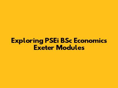 Exploring PSEi BSc Economics Exeter Modules