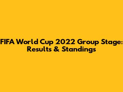 FIFA World Cup 2022 Group Stage: Results & Standings