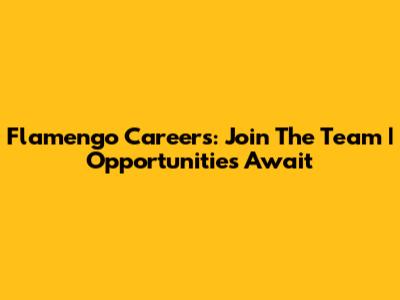 Flamengo Careers: Join The Team | Opportunities Await