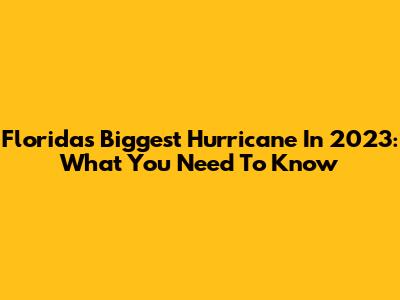 Florida's Biggest Hurricane In 2023: What You Need To Know