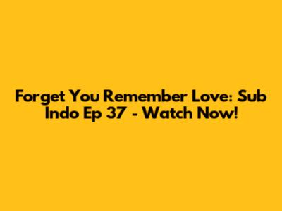 Forget You Remember Love: Sub Indo Ep 37 - Watch Now!