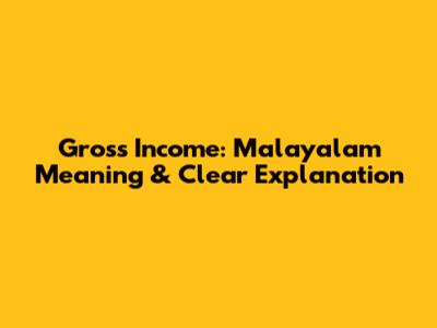 Gross Income: Malayalam Meaning & Clear Explanation
