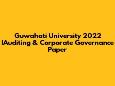 Guwahati University 2022 IAuditing & Corporate Governance Paper