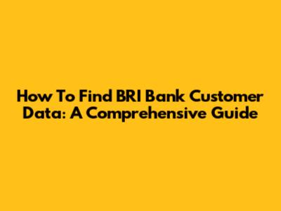 How To Find BRI Bank Customer Data: A Comprehensive Guide