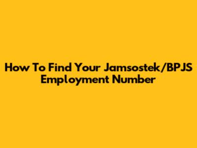 How To Find Your Jamsostek/BPJS Employment Number
