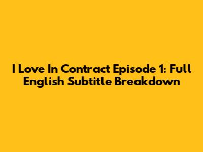 I Love In Contract Episode 1: Full English Subtitle Breakdown