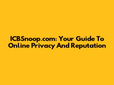 ICBSnoop.com: Your Guide To Online Privacy And Reputation