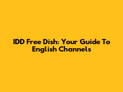 IDD Free Dish: Your Guide To English Channels