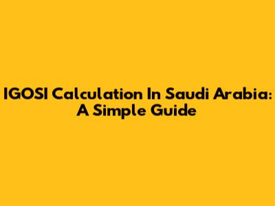 IGOSI Calculation In Saudi Arabia: A Simple Guide