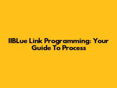 IIBLue Link Programming: Your Guide To Process