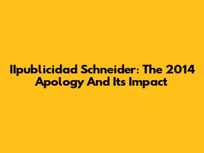 IIpublicidad Schneider: The 2014 Apology And Its Impact