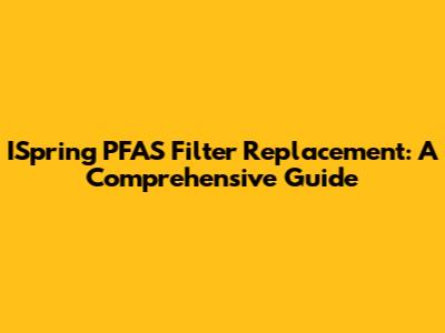 ISpring PFAS Filter Replacement: A Comprehensive Guide