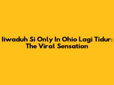 Iiwaduh Si Only In Ohio Lagi Tidur: The Viral Sensation