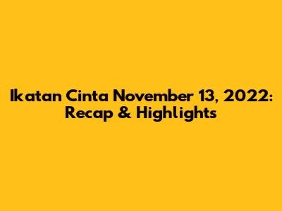 Ikatan Cinta November 13, 2022: Recap & Highlights