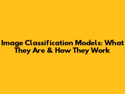 Image Classification Models: What They Are & How They Work