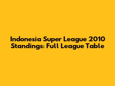 Indonesia Super League 2010 Standings: Full League Table