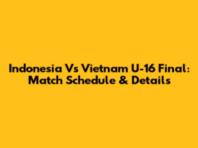 Indonesia Vs Vietnam U-16 Final: Match Schedule & Details