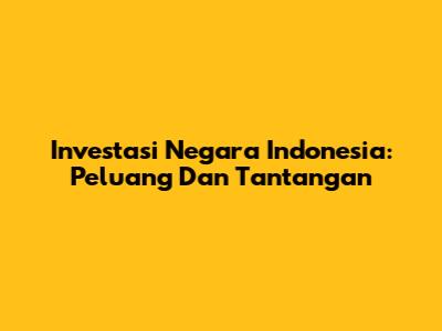 Investasi Negara Indonesia: Peluang Dan Tantangan