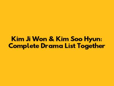 Kim Ji Won & Kim Soo Hyun: Complete Drama List Together