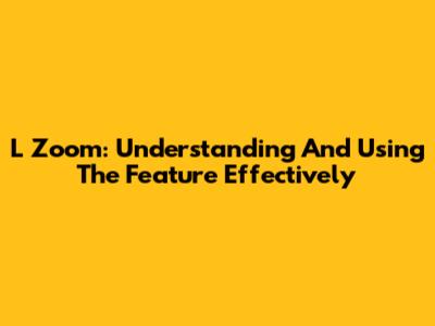 L Zoom: Understanding And Using The Feature Effectively