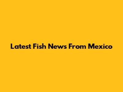 Latest Fish News From Mexico
