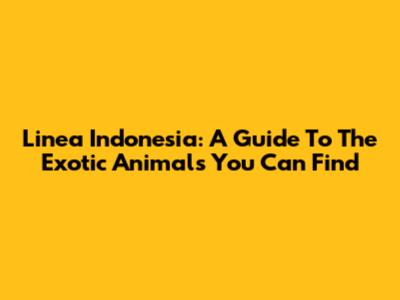 Linea Indonesia: A Guide To The Exotic Animals You Can Find