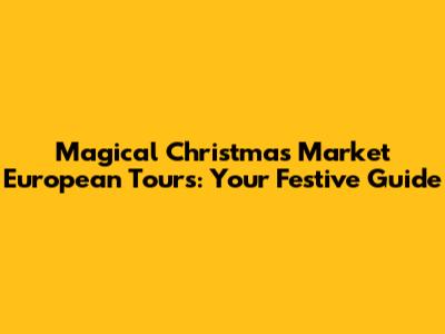 Magical Christmas Market European Tours: Your Festive Guide