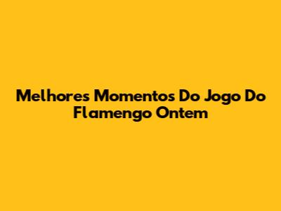 Melhores Momentos Do Jogo Do Flamengo Ontem