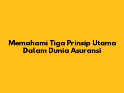 Memahami Tiga Prinsip Utama Dalam Dunia Asuransi